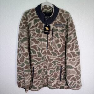 Burlebo Camo Sherpa Quarter Zip Mens 2XL Anorak Fleece Jacket Outdoors Hunt XXL